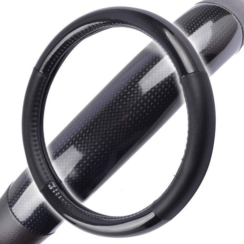 Cars 14-15 inch ZaCoo Car Steering Wheel Cover Universal No Fixed Inner Carbon Fiber Texture Anti-Skid Ventilation Steering Wheel Cover Fit for Truck Black SUV 
